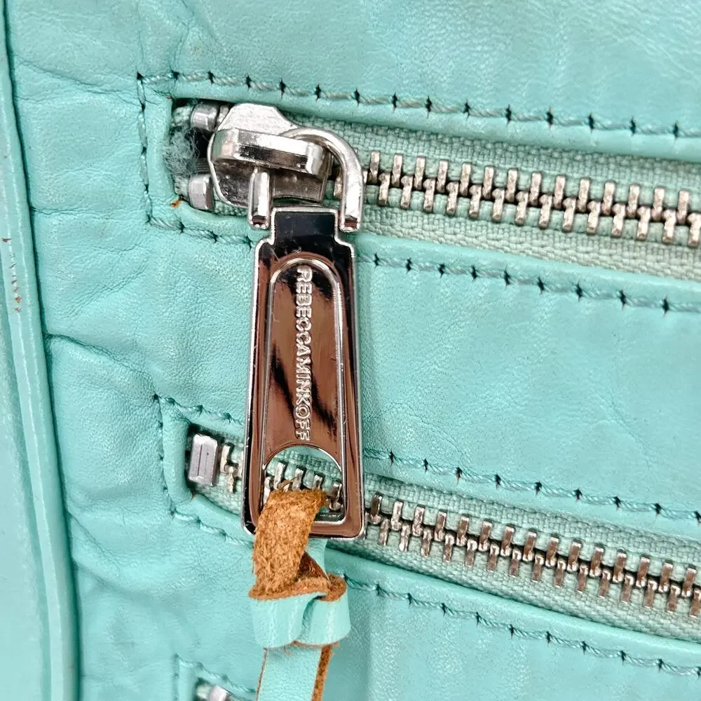 Vintage Y2K Rebecca Minkoff Mint Green Leather Silver Chain Shoulder Bag